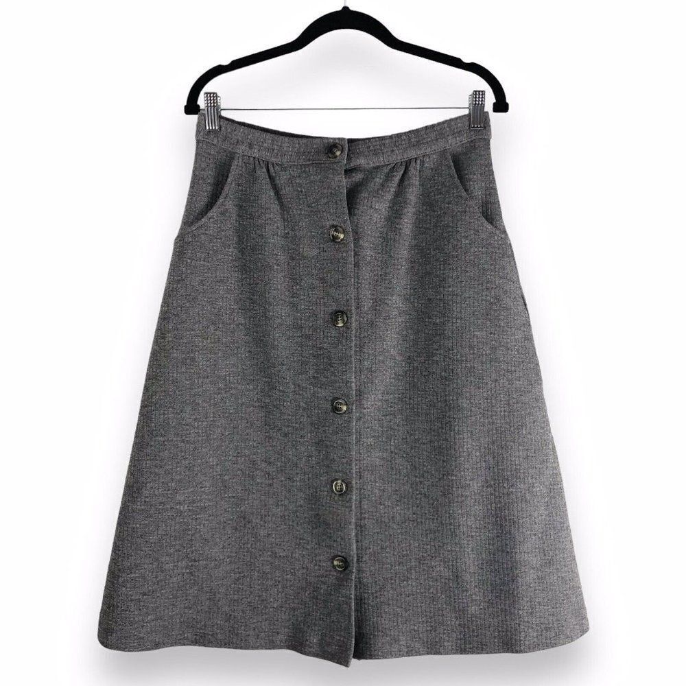 Vintage WPL 7912 Women’s 15/16 Gray Skirt Button Front‎ Pockets Dark Academia
